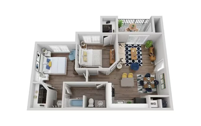 2 Bed 1 Bath 1021 floor plan